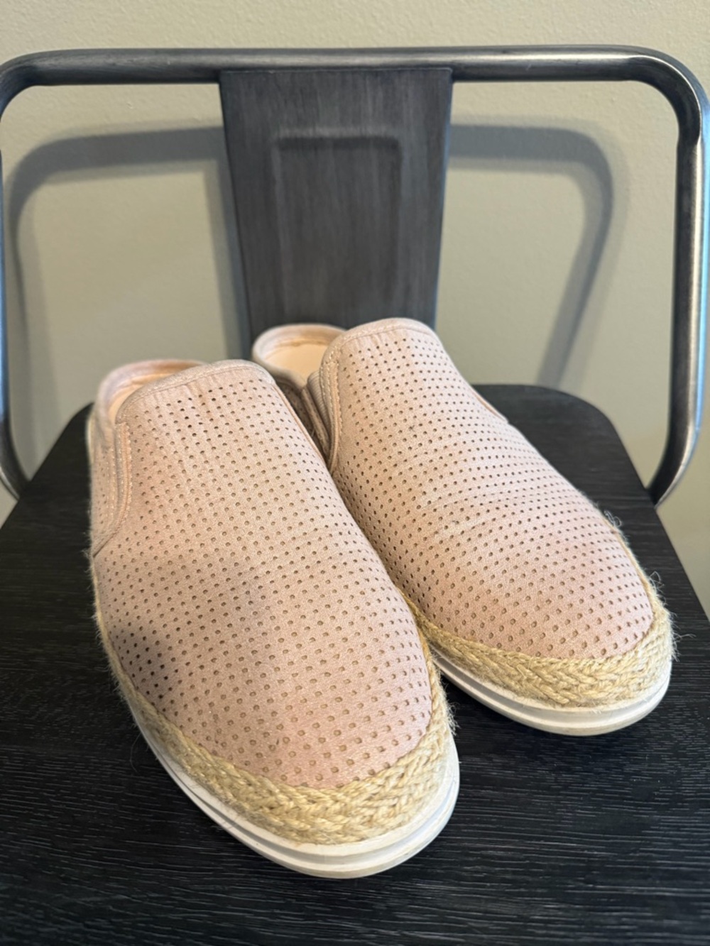 Altar'd State Espadrille Mule Slides Blush Perforated Slip On Size 9